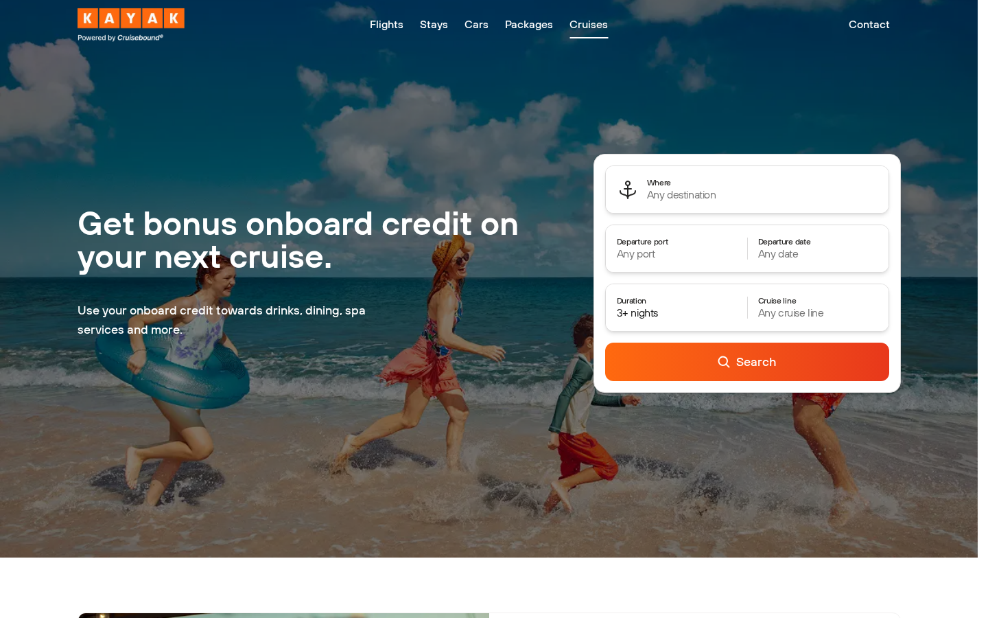 KAYAK cruise booking powered by Boundless