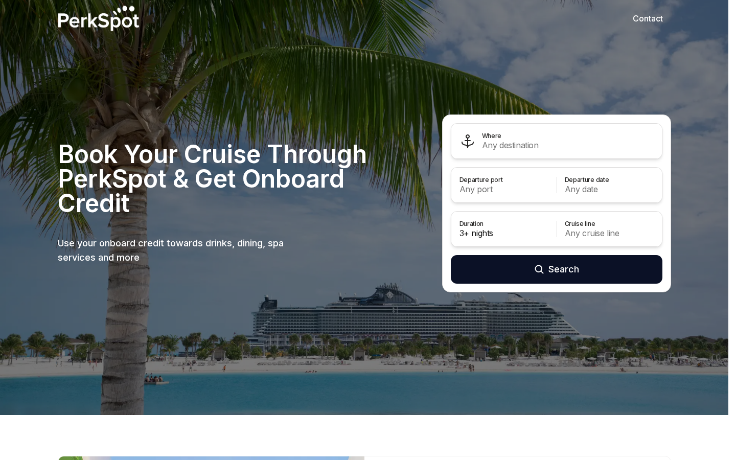 PerkSpot cruise booking powered by Boundless